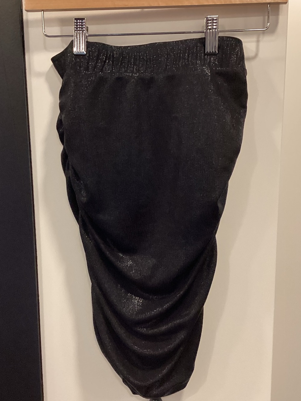 Black Ruched Mini Skirt with Shimmer